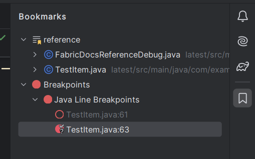 Breakpoints in bookmarks