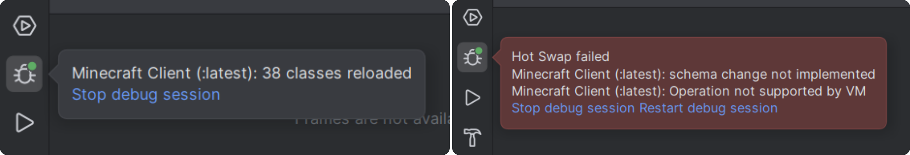 Hotswap status notifications