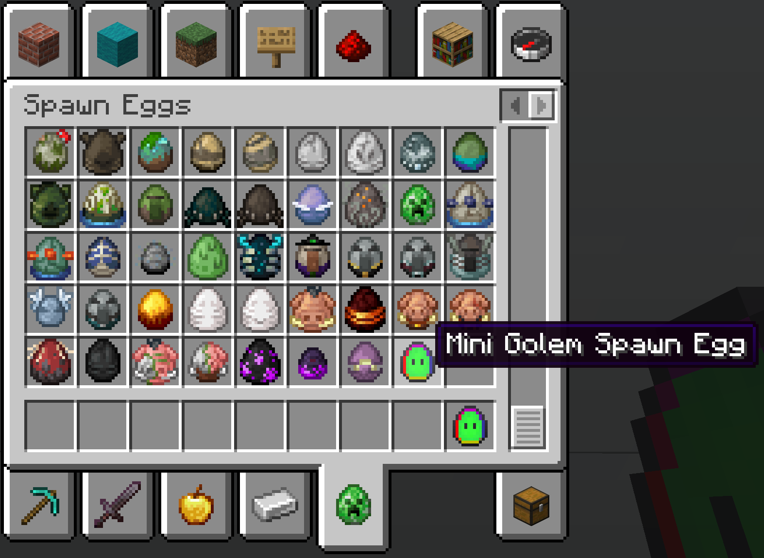 Spawn egg item with name and creative tab