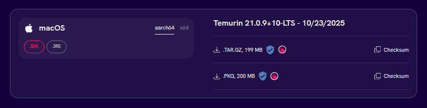 Temurin Java Download Page